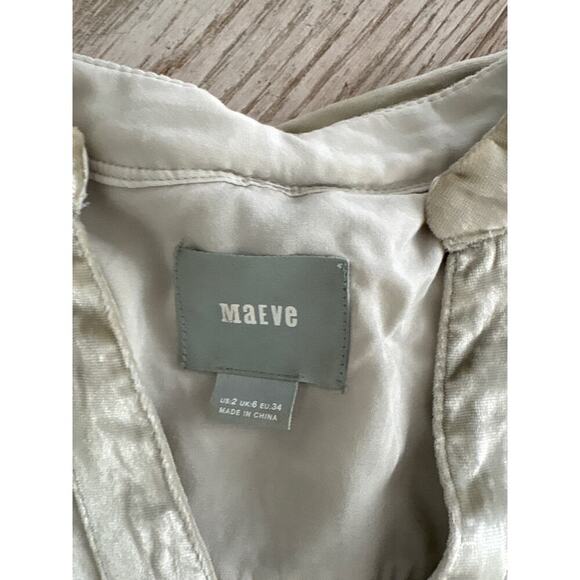 Maeve Gold Velvet Long Sleeve Blouse - Picture 2 of 6